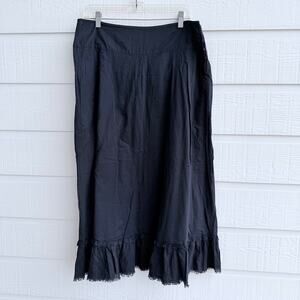 J. Crew Black Cotton Prairie Skirt Size 12 Boho Cottagecore Tiered Midi Maxi